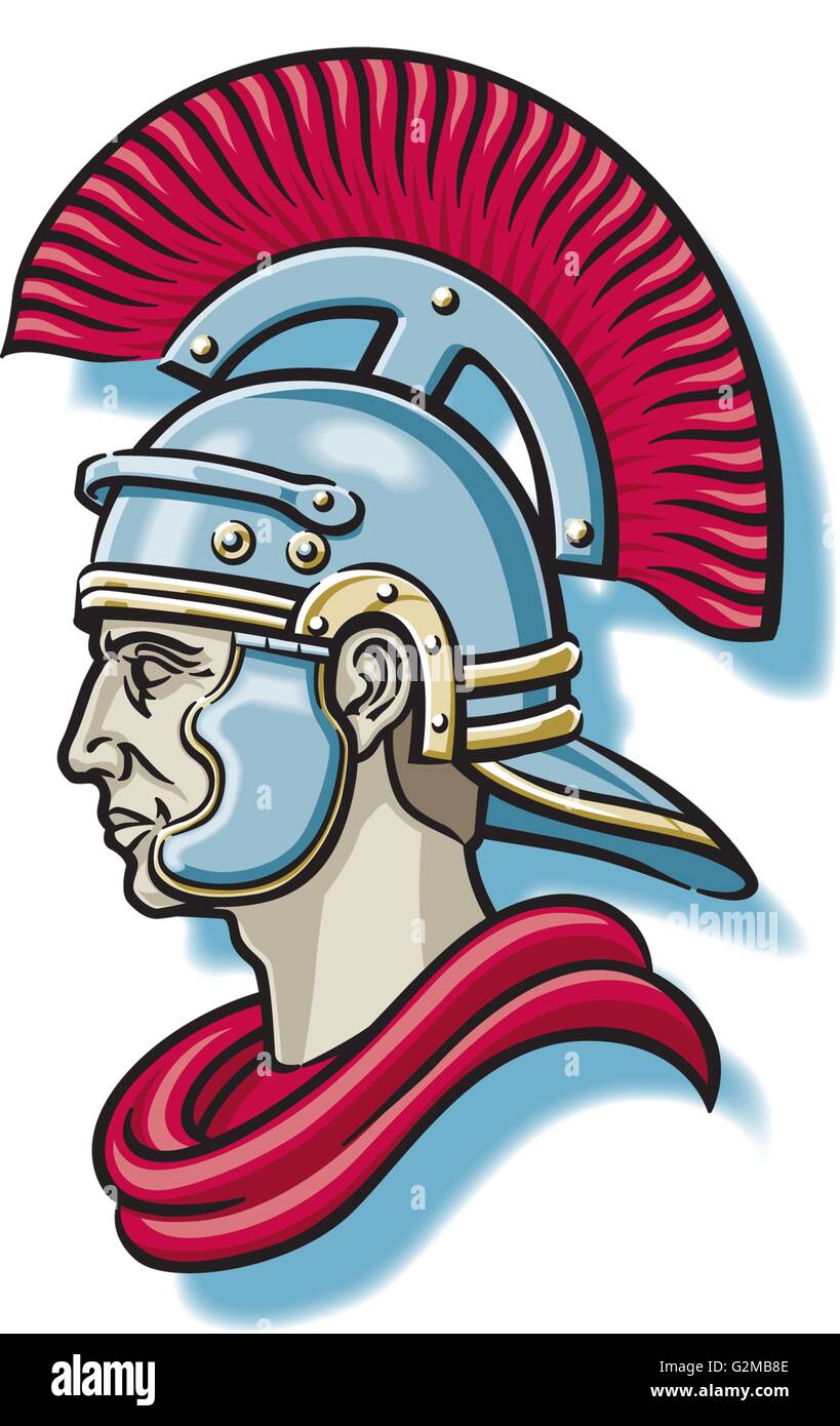 Roman warrior in helmet Stock Photo