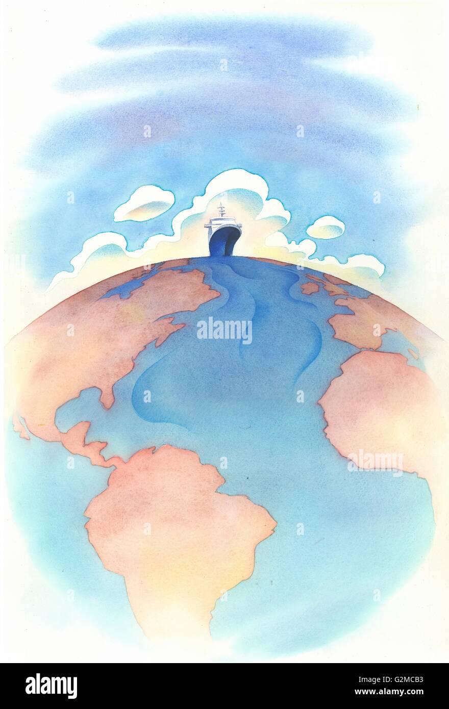 Cruise ship of top of globe Stock Photo - Alamy