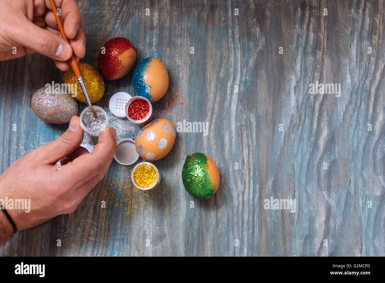 Coloring Easter Eggs Stock Photo - Alamy
