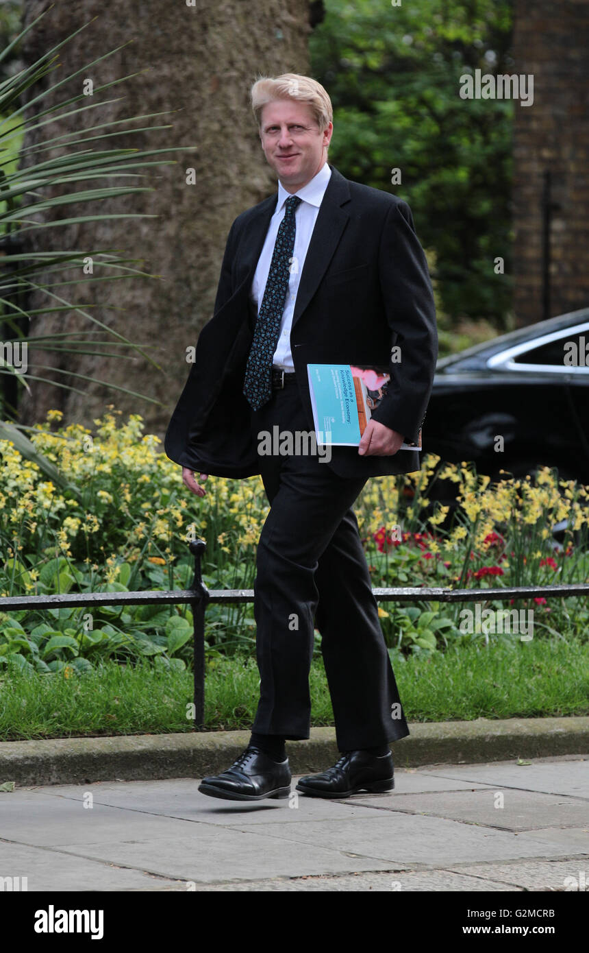 LONDON - MAY 17, 2015: Jo Johnson seen at 10 Downing Street Stock Photo