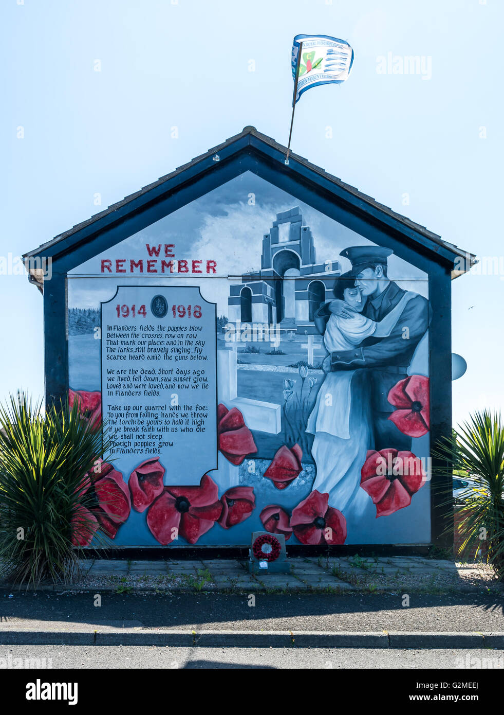 Loyalist mural in Monkstown estate commemorating the Battle of the Somme. Stock Photo