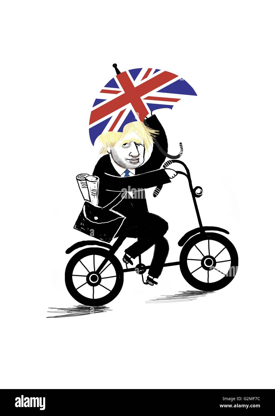 Portrait of man riding bike with umbrella Stock Photo Alamy