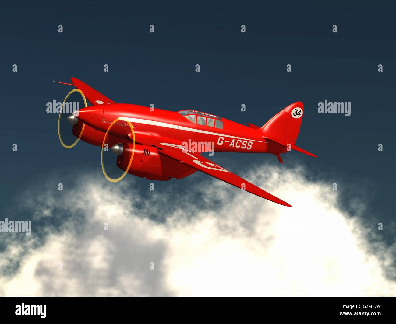 Red airplane in sky Stock Photo - Alamy