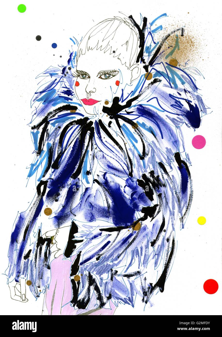Portrait of fashion model in fur coat Stock Photo - Alamy