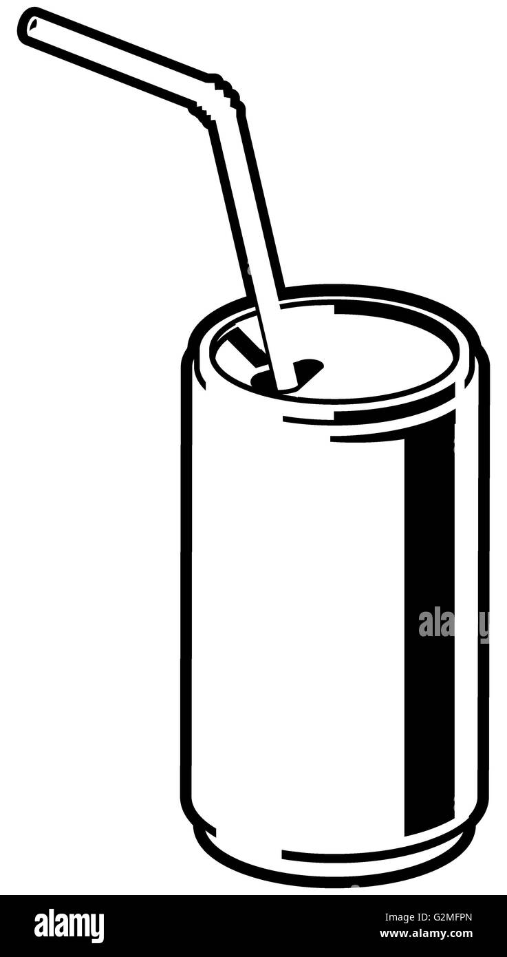 Tin can with drinking straw Stock Photo Alamy