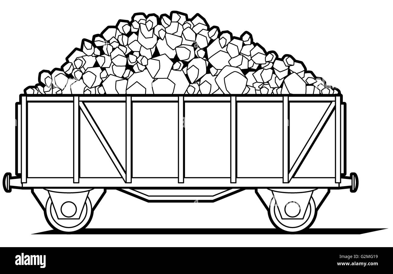 Cart of coal on white background Stock Photo