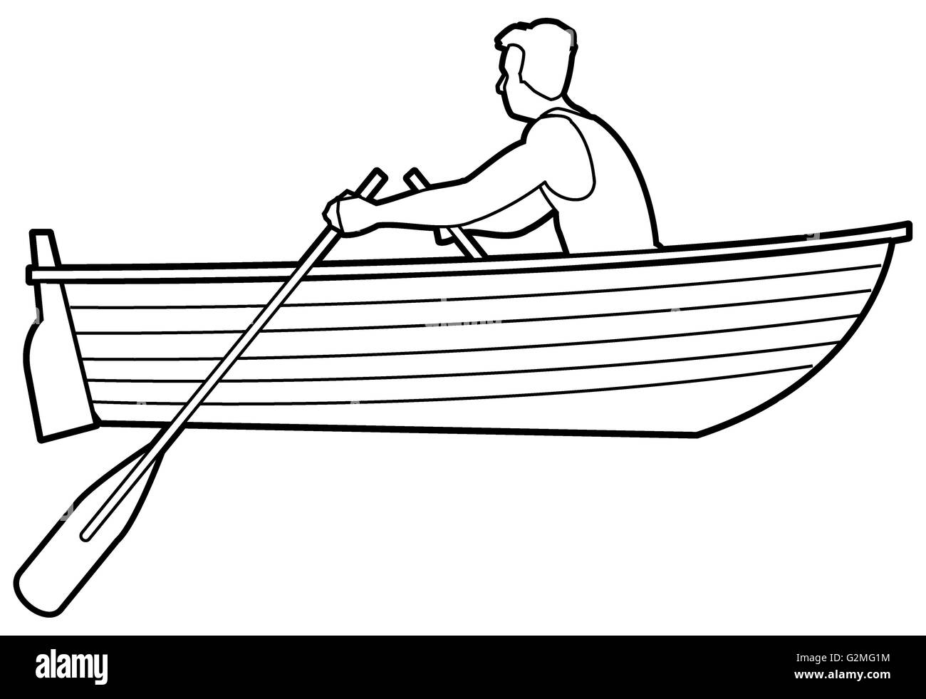 row boat clip art black and white