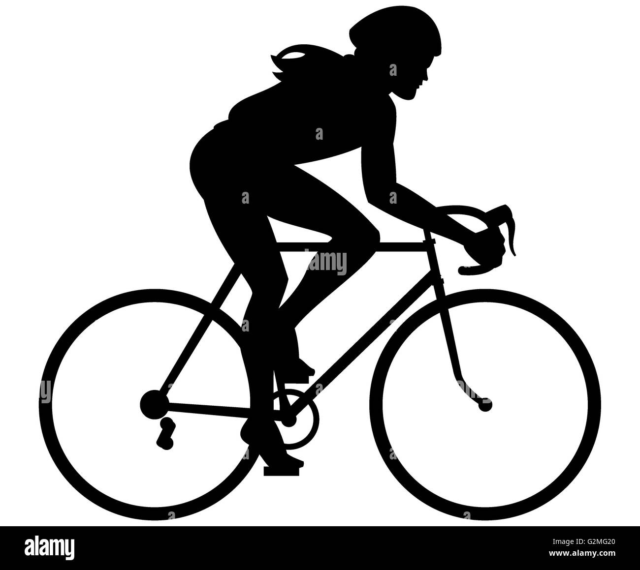 Silhouette of woman riding bike Stock Photo Alamy