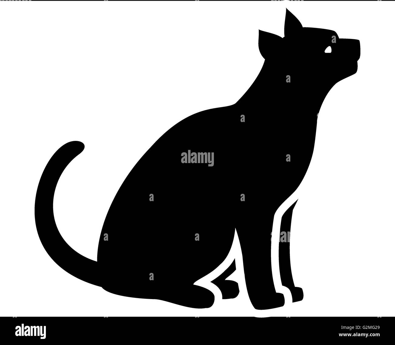 Cats silhouettes on white. Elegant cat icons, funny cartoon