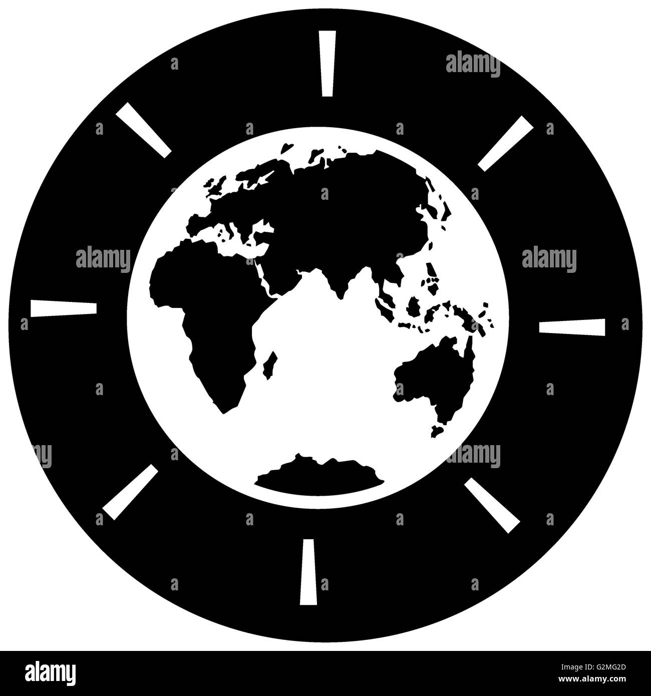 World map on clock Stock Photo Alamy