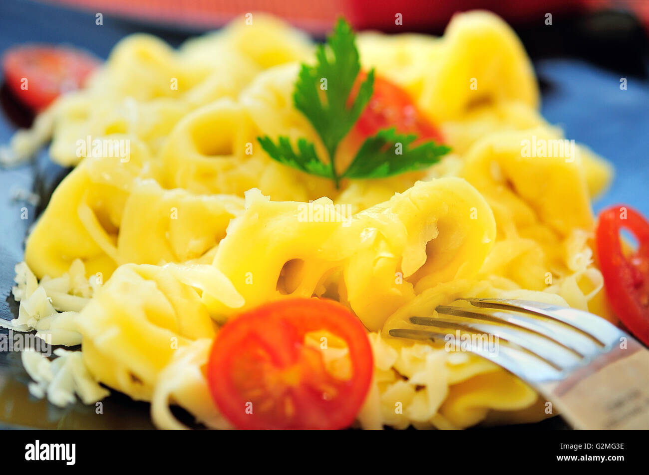 Plate with tortellini Stock Photo