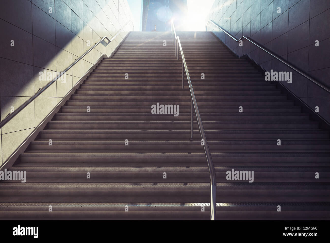 3D Rendering of city stairs Stock Photo