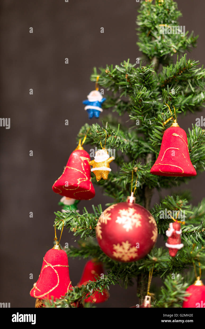 Decorated Christmas tree on blurred, sparkling and fairy background ...