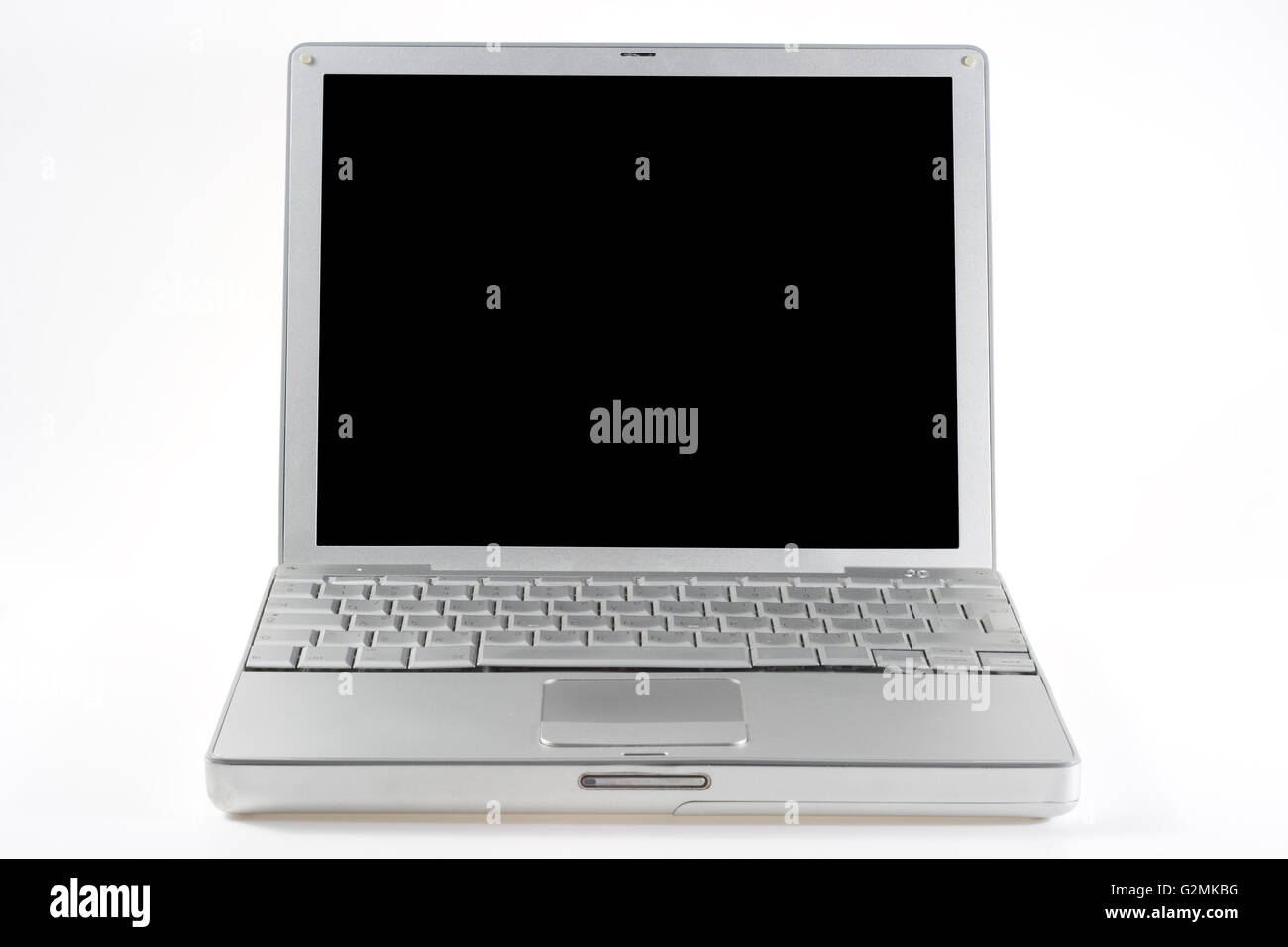 silver mac black screen on white background Stock Photo Alamy