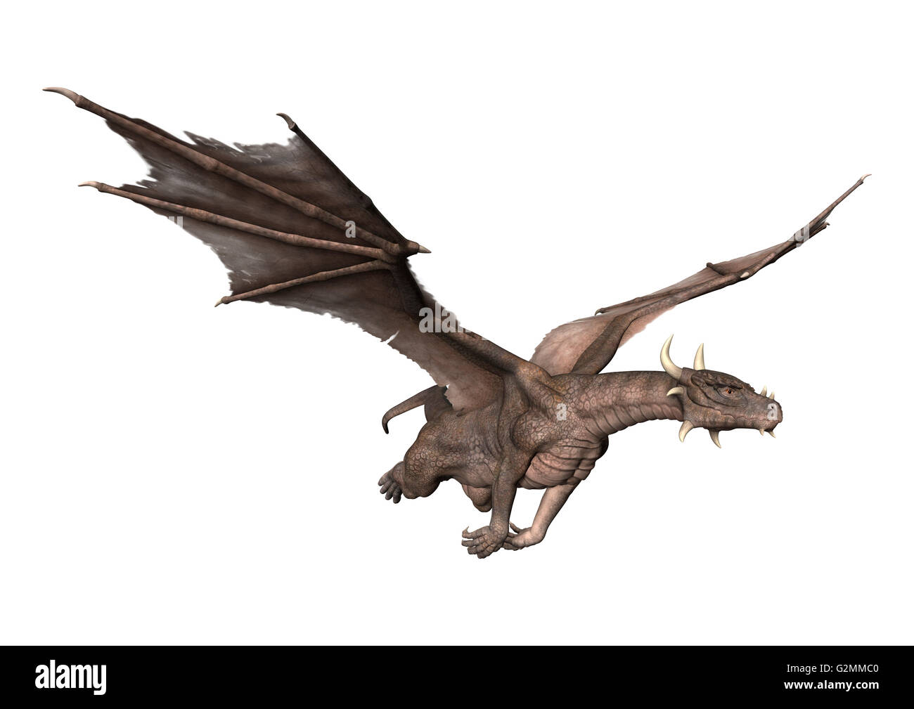 3D rendering of a fantasy dragon flying isolated on white background ...