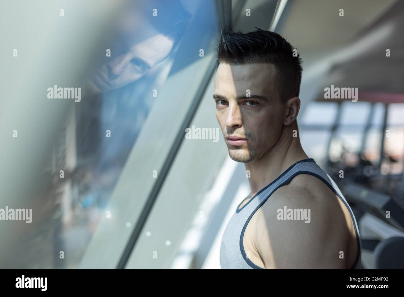 Pensive sportsman Stock Photo