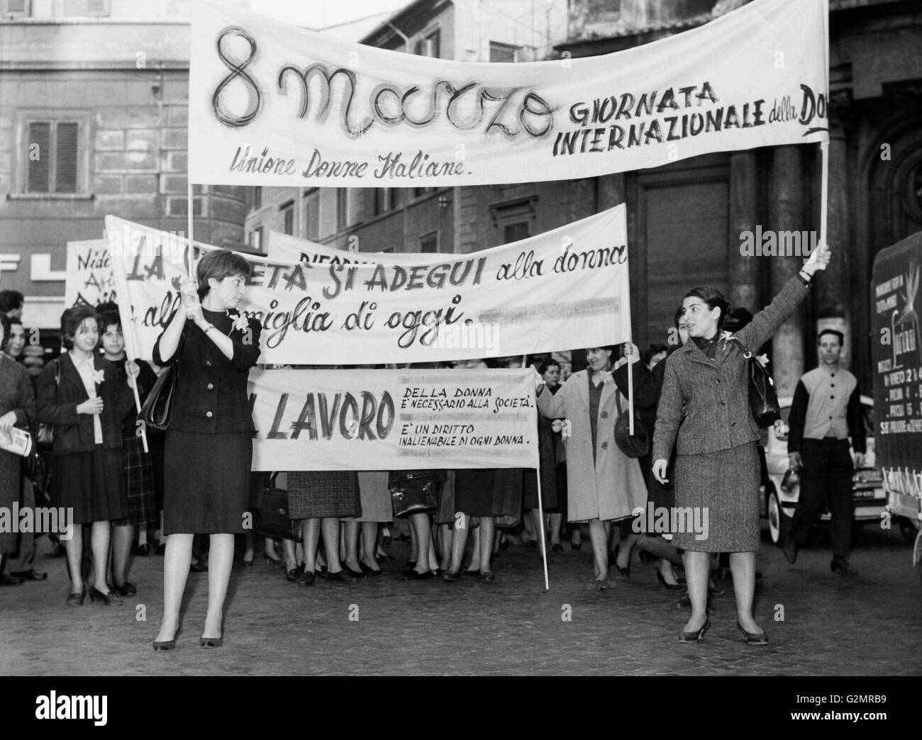 manifestation of the International Women's Day,Rome 1962 Stock Photo