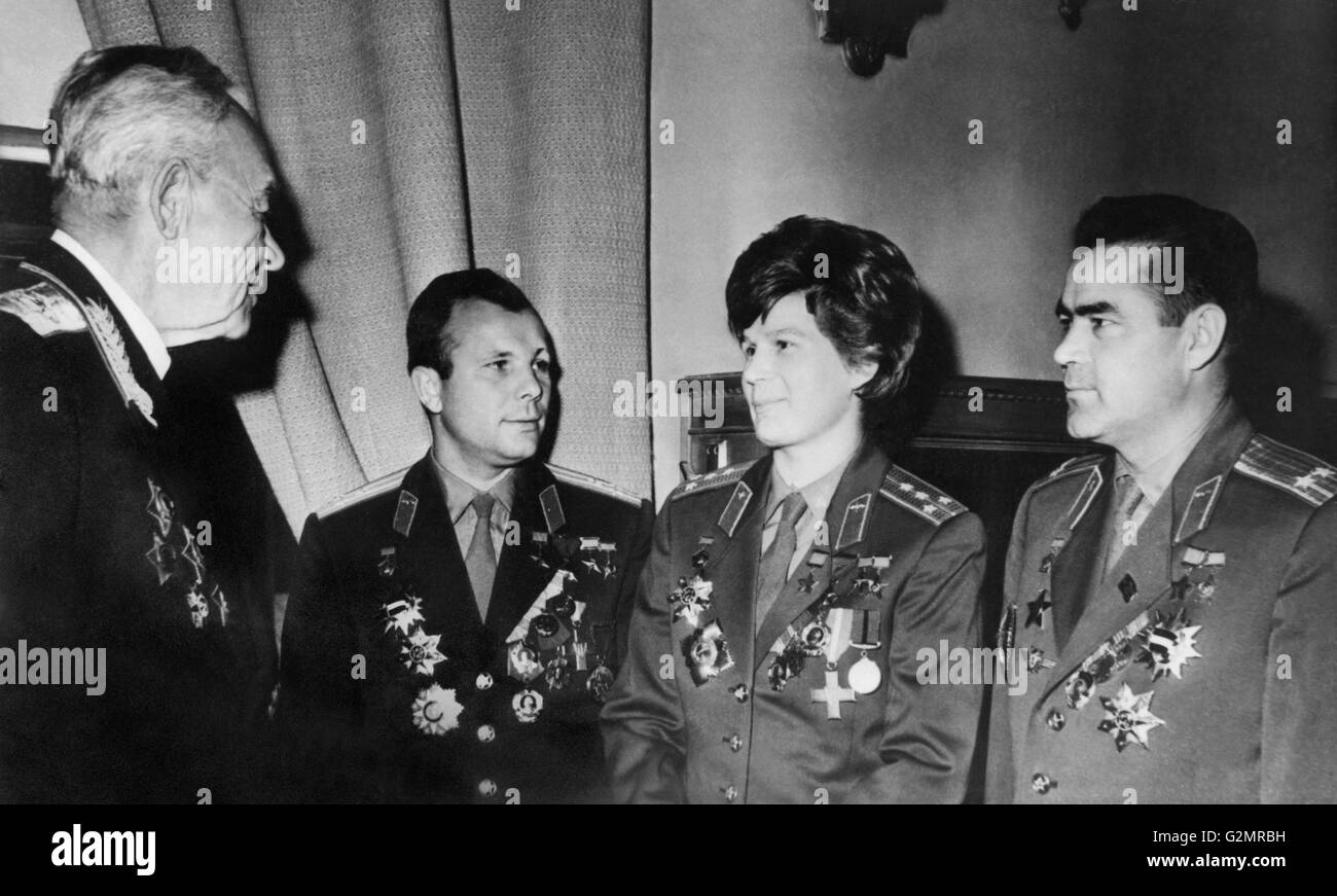 k.a. vershinin with yuri gagarin,valentina tereshkova nikolayev and andrian nikolayev,1964 Stock Photo