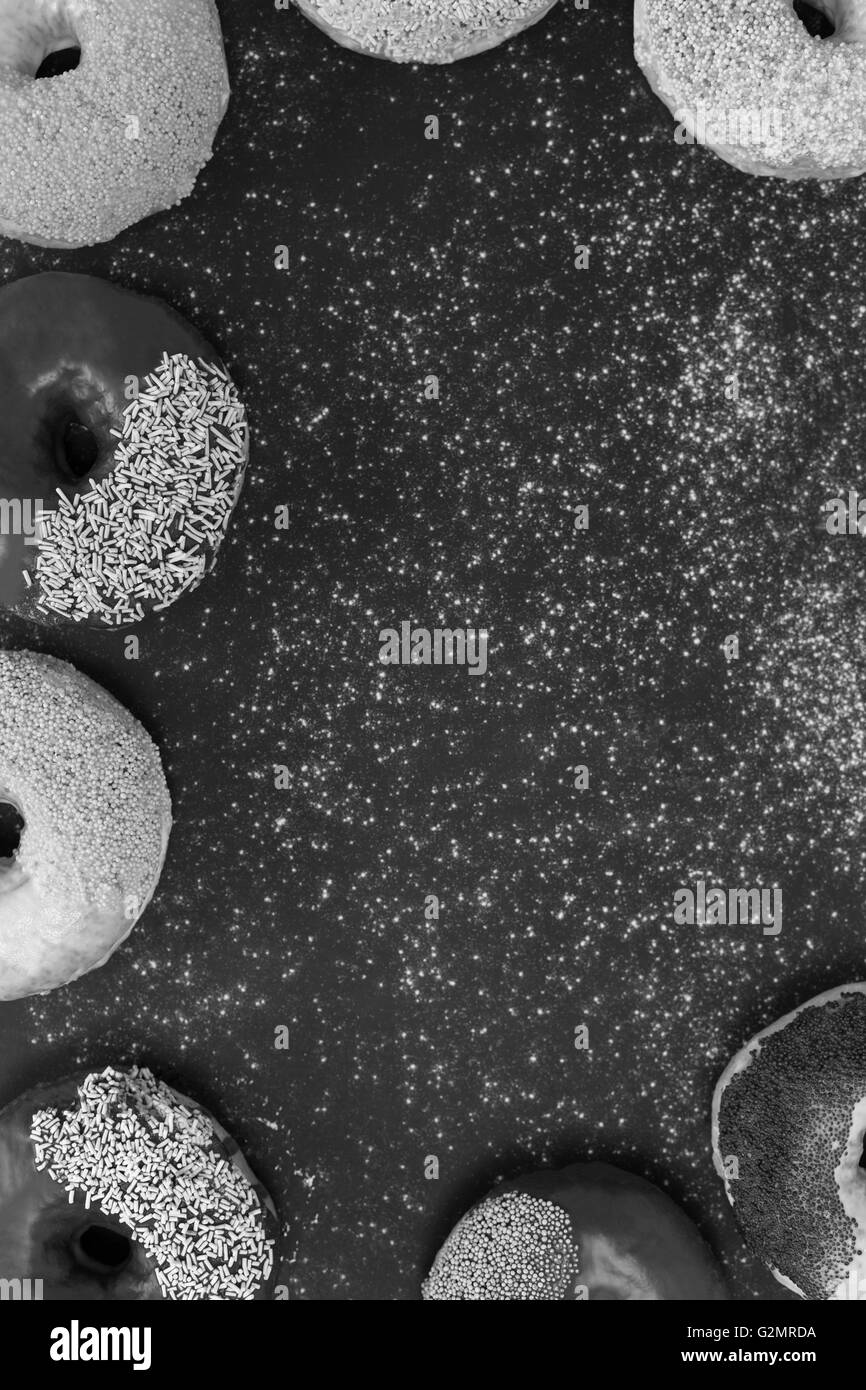 Donut black background Black and White Stock Photos & Images - Alamy