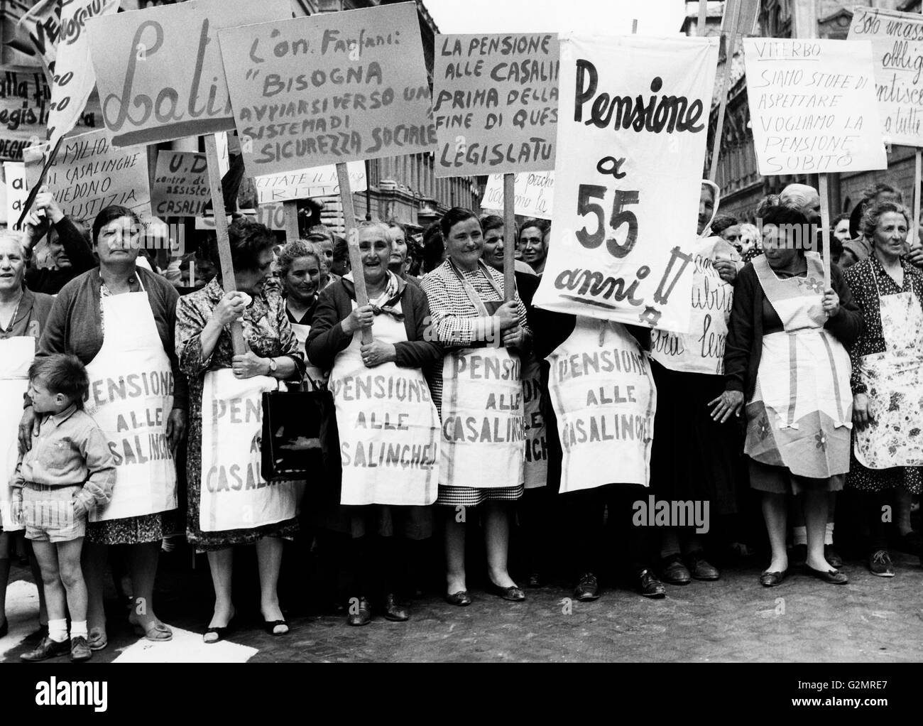 housewives demonstration,rome 1962 Stock Photo