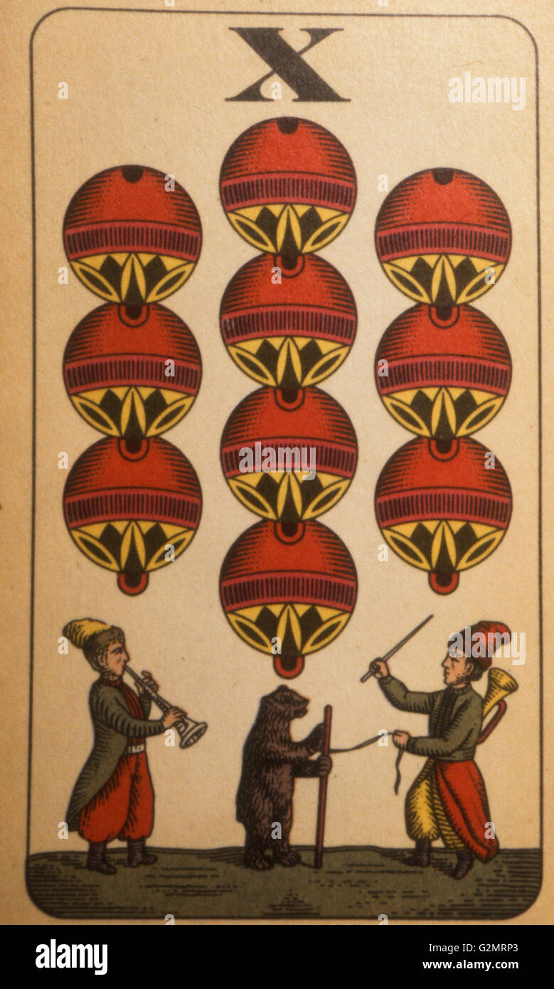 Traditional German Salzburg playing card,ten bells Stock Photo