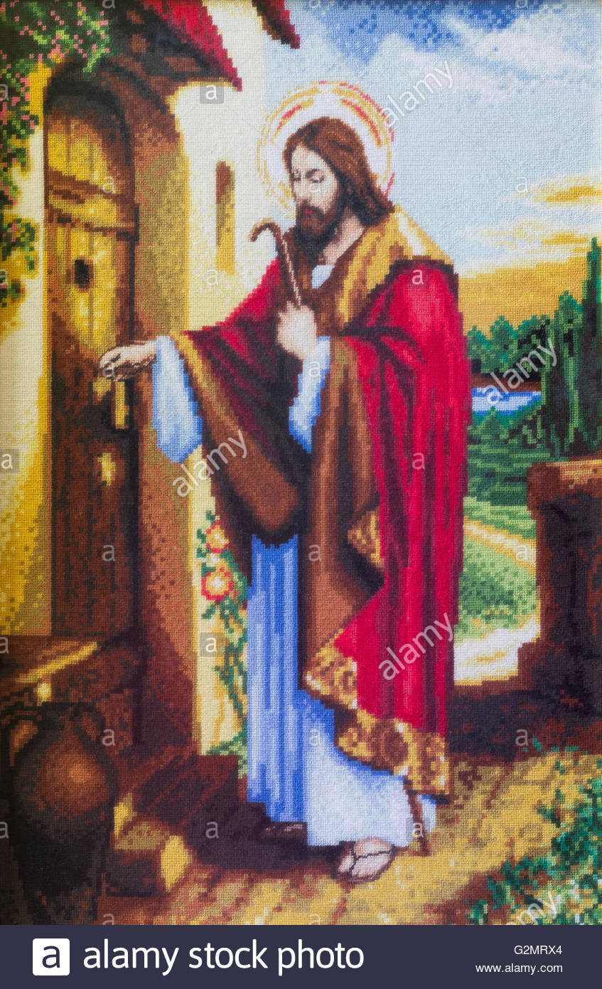 Jesus Knocking At House Door Gobelin Stock Photo 104949324 Alamy