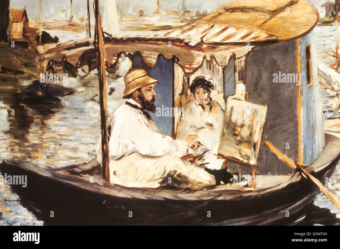 monet sur son bateau,edouard manet,1874 Stock Photo