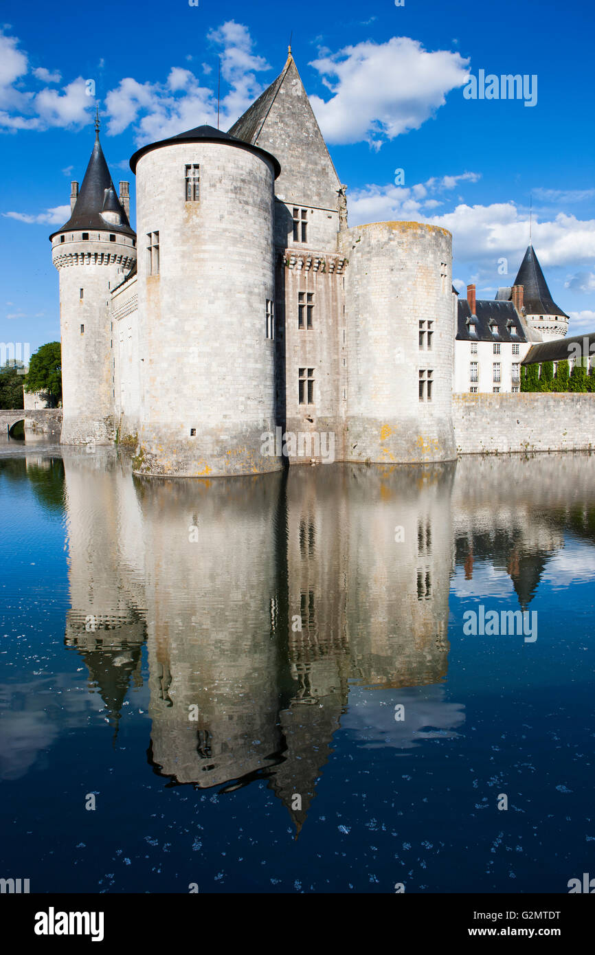 Moated castle, Castle Sully, Sully-sur-Loire, Loiret, Centre Region, France Stock Photo