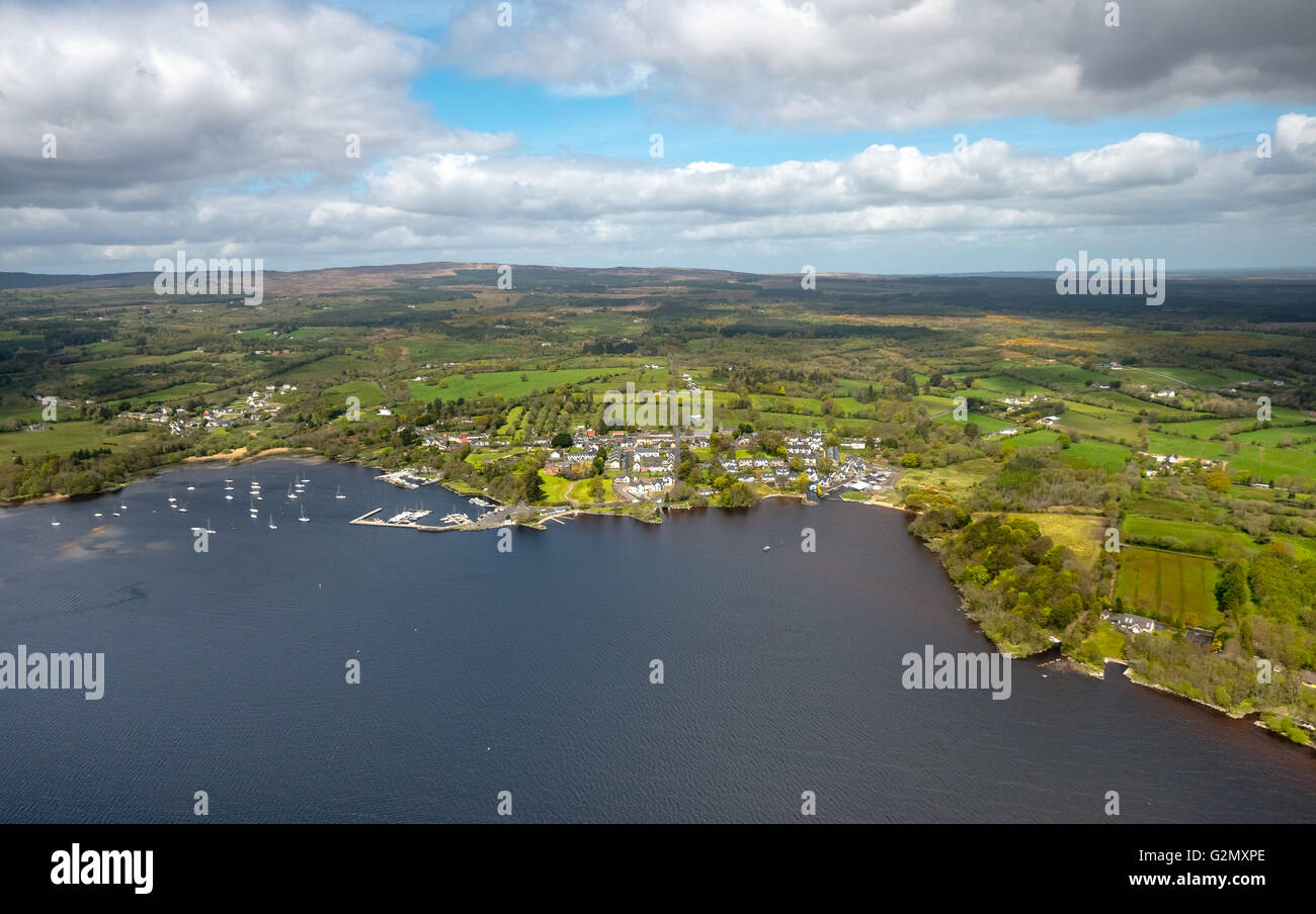Aerial view, Marina of Mountshannon, sailing paradise, Lake Derg, Lough