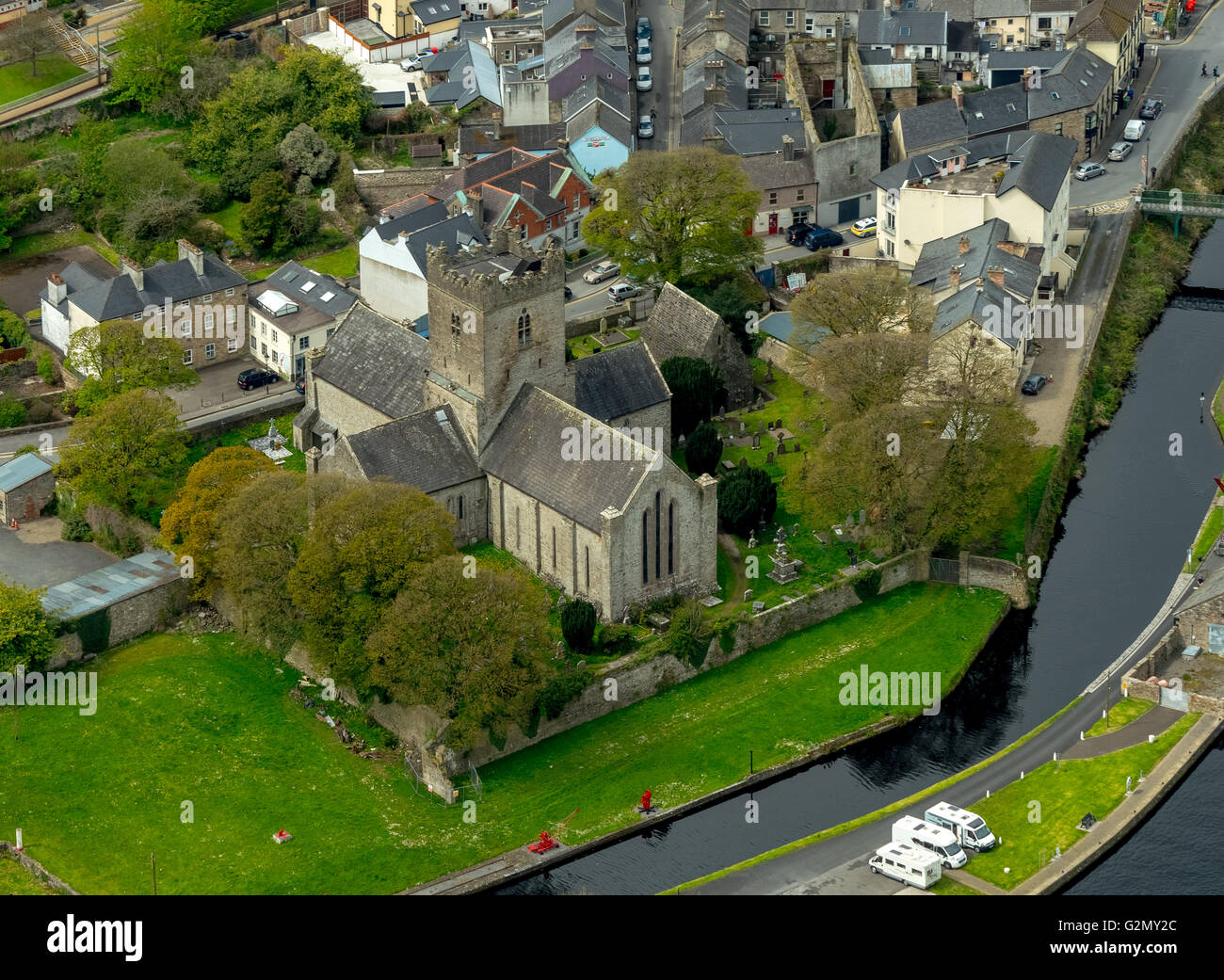 Aerial, Church of Killaloe Co.Clare and towards Ballina Co Tipperary pn