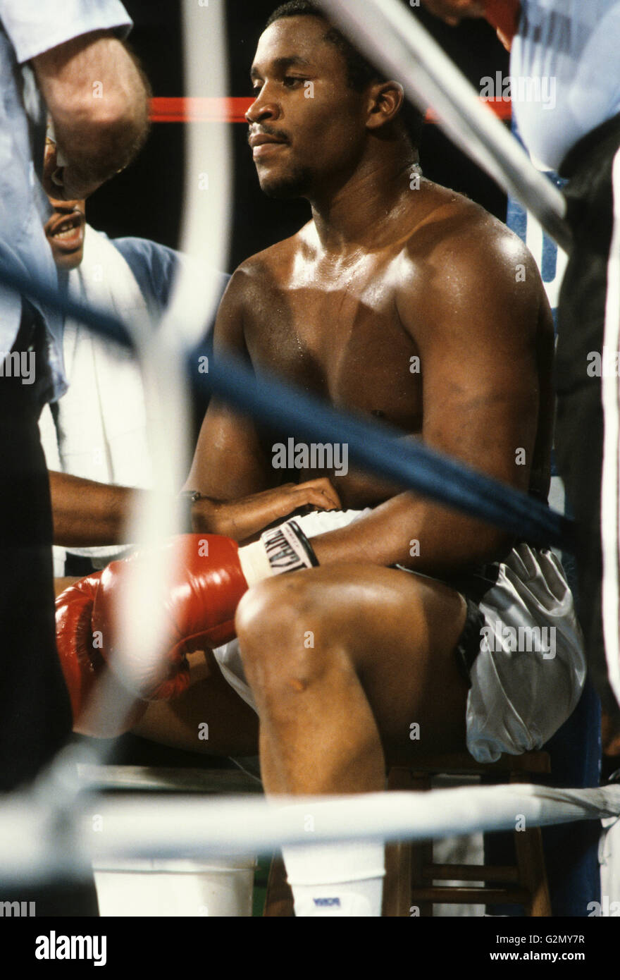 Larry Holmes wins against Witherspoon,the 80s Stock Photo