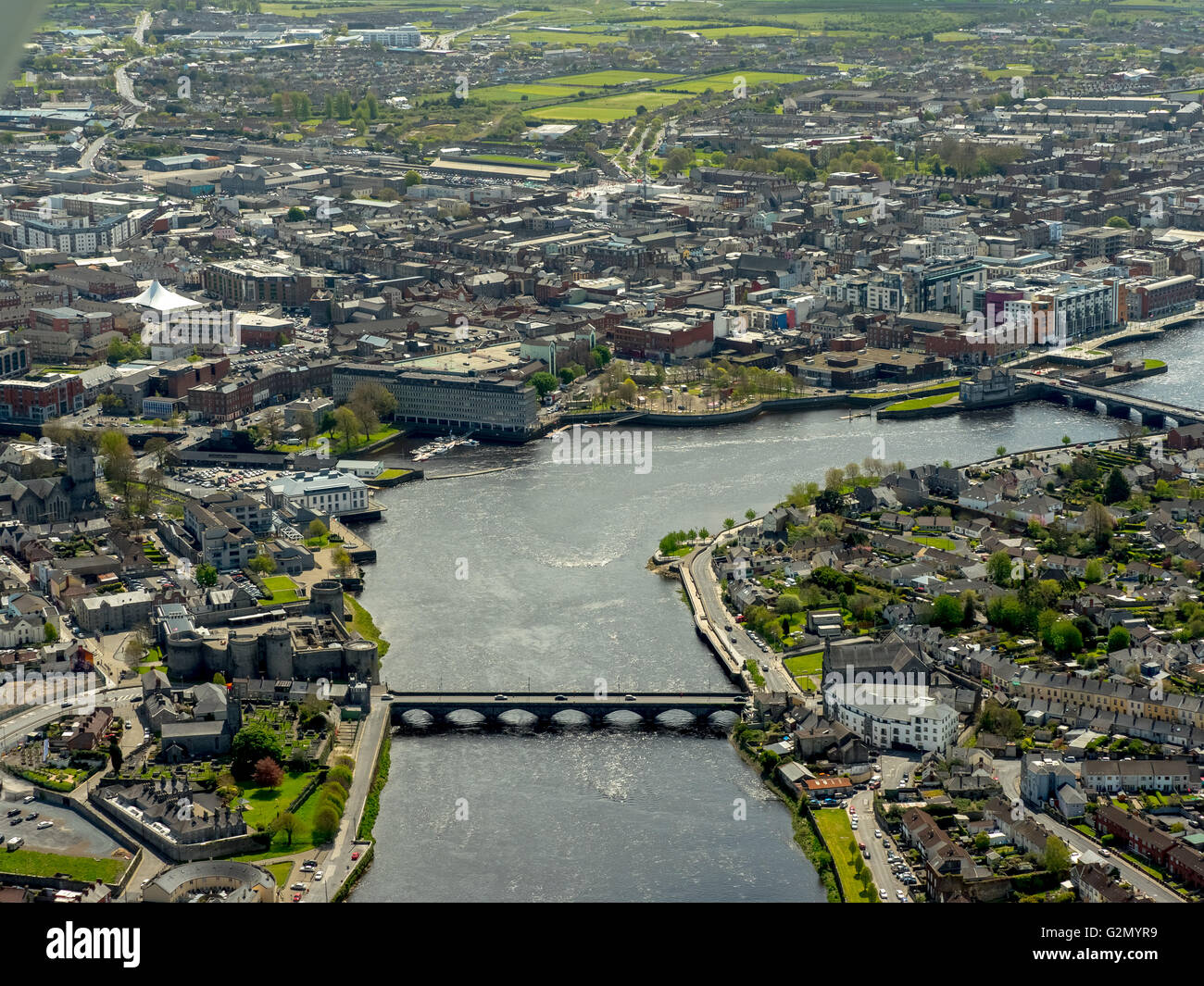 Aerial view, Shannon river flows through Limerick, Limerick, COUNTY