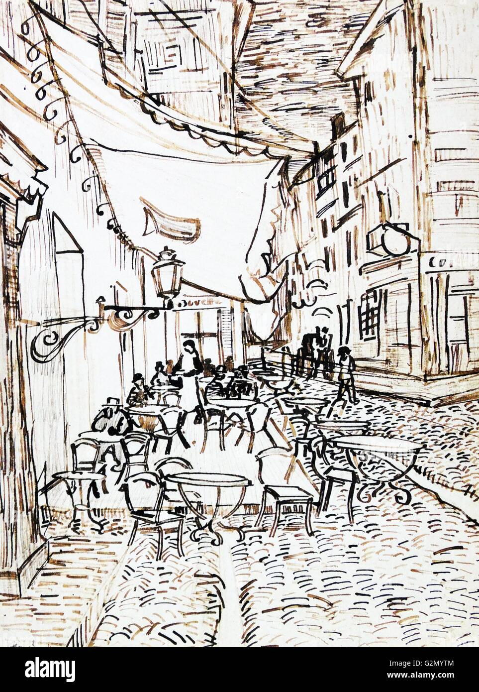 １８０１）リトグラフ　画家不明　「仮題　カフェテラス」 岡山建物探訪2 Jテラスカフェ | 姫路市・加古川市周辺で