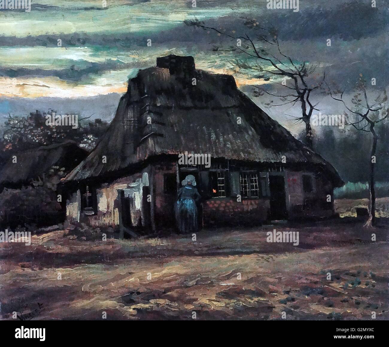 Painting by the famous Dutch artist Vincent Van Gogh (30th March 1853 - 29th July 1890), work titled 'The hut la chaumiere'. Completed in 1885. Stock Photo