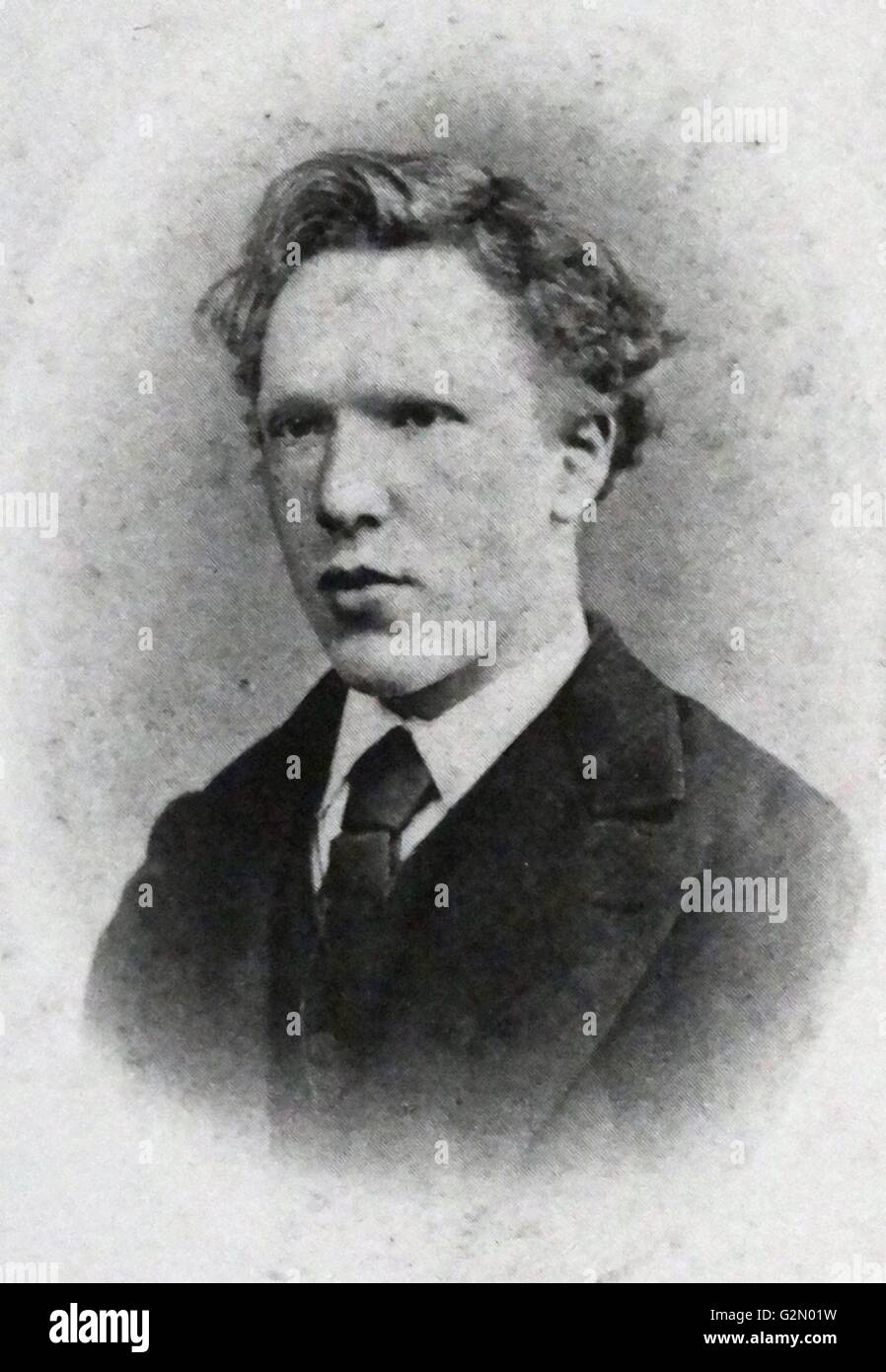 Head and shoulders portrait of the famous Dutch artist Vincent Van Gogh (30th March 1853 - 29th July 1890), photograph taken in 1871. Stock Photo