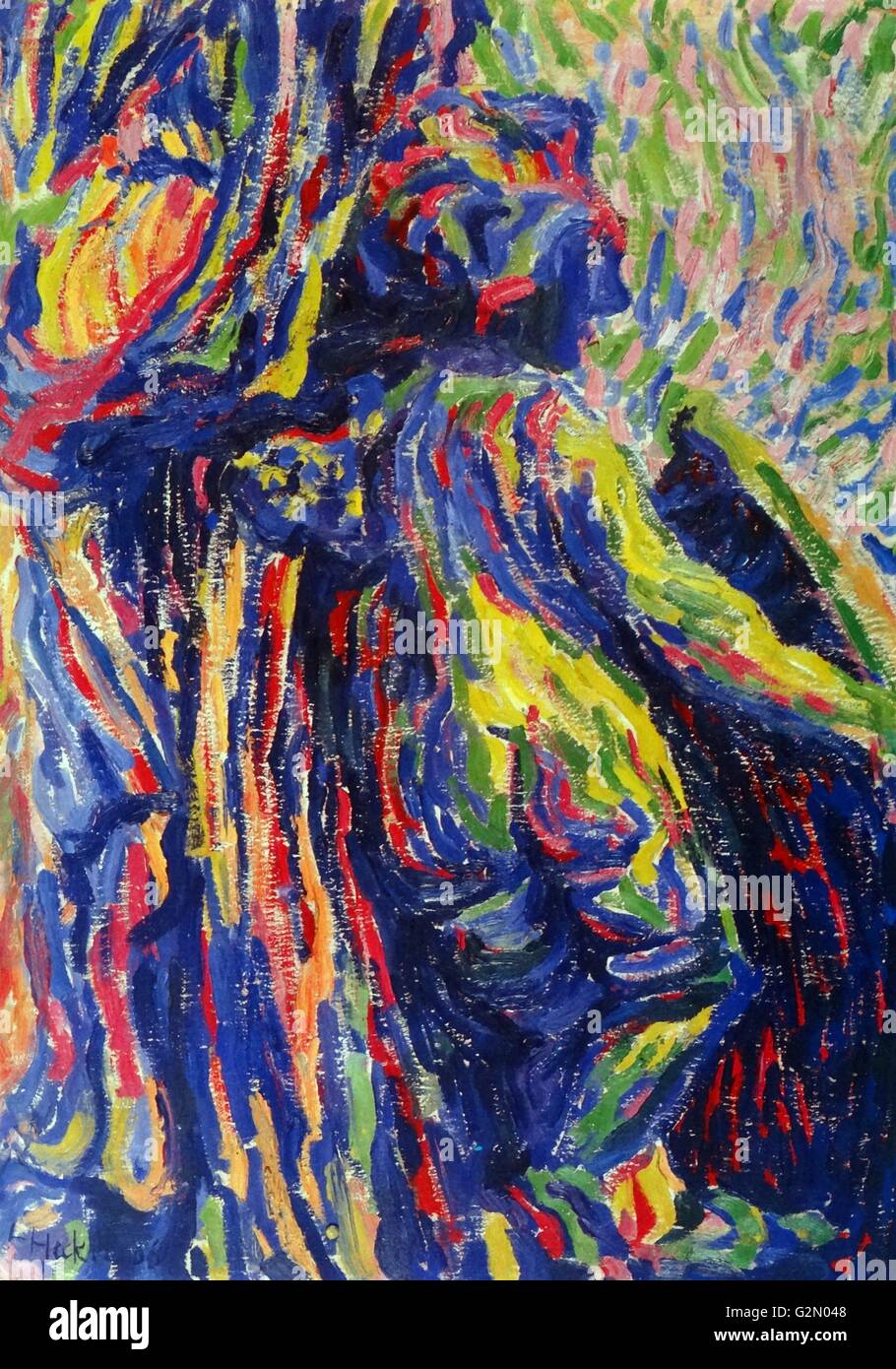 Oil on canvas painting by the German artist Erich Heckel (31st July 1883 - 27th January 1970) work titled Putto (stone figure)'. Completed in 1906. Stock Photo