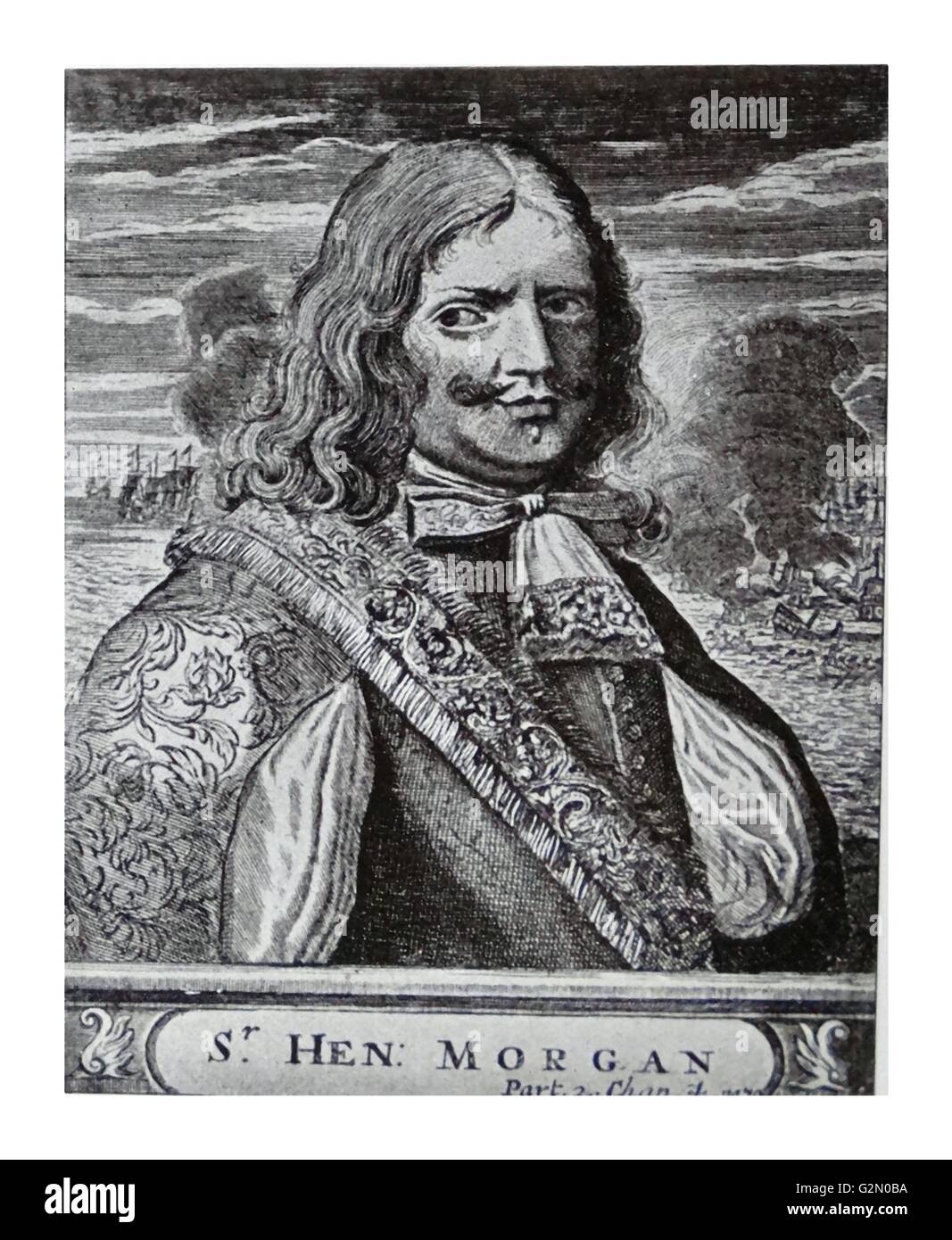 Sir Henry Morgan (Harry Morgan in Welsh; ca. 1635 – 25 August 1688) was a Welsh privateer, pirate and admiral of the English navy who made a name for himself during activities in the Caribbean, primarily raiding Spanish settlements Stock Photo