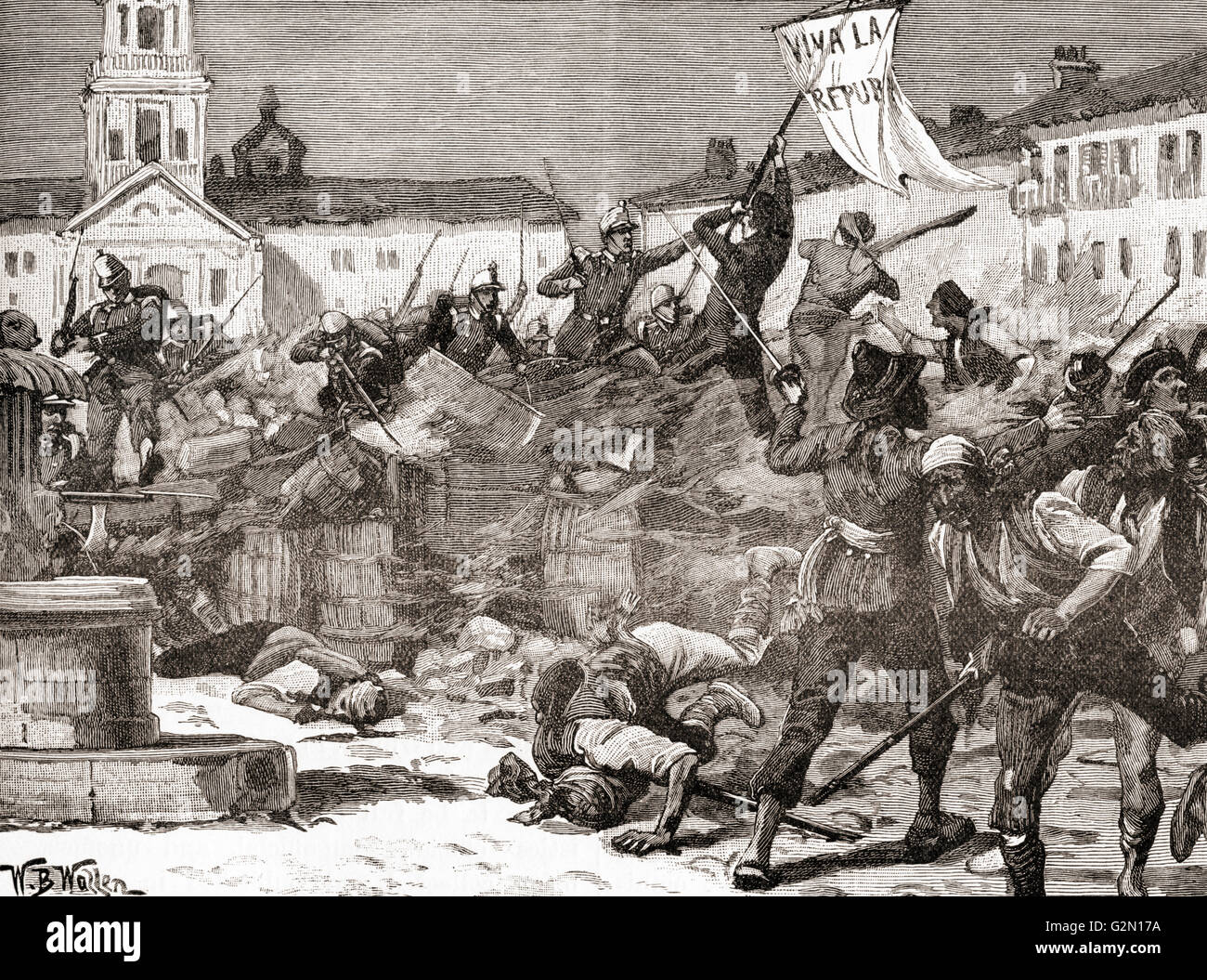 A Republican insurrection in Malaga, Spain during The Glorious Revolution( La Gloriosa, 1868–1873). Stock Photo