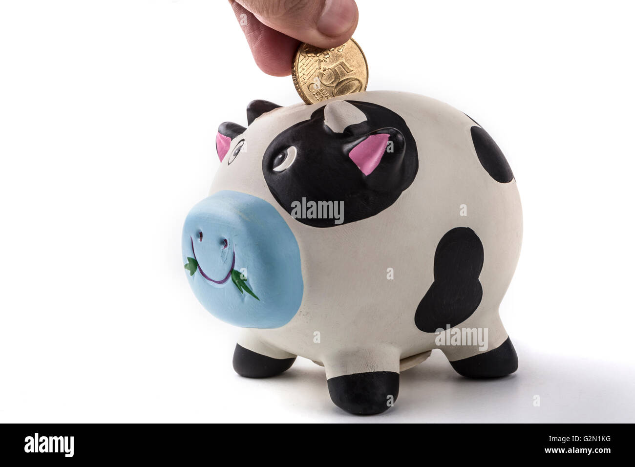 Piggy bank isolated on white background with shadow Stock Photo - Alamy