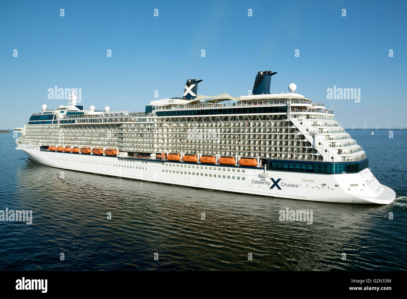 cruise ship with big x