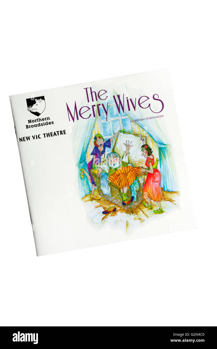 Programme for 2016 New Vic Theatre production of The Merry Wives by Northern Broadsides at the Liverpool Playhouse theatre. Stock Photo
