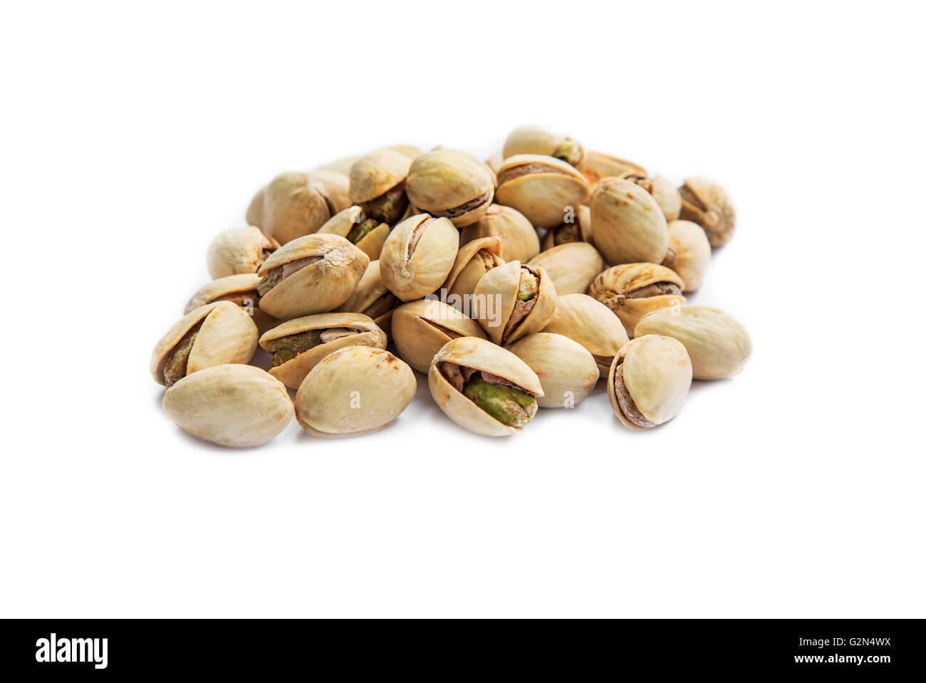 Pistachio nuts isolated on white Stock Photo
