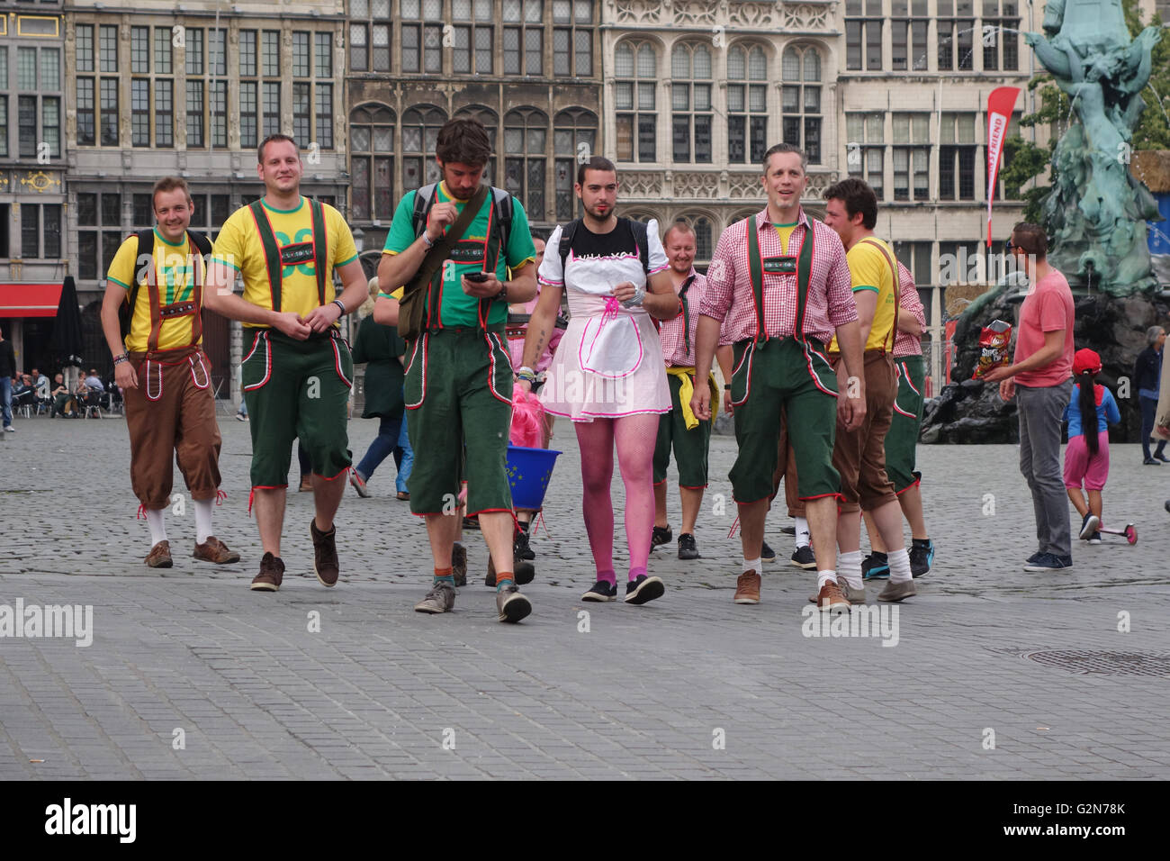 stag party in the centre of Antwerp, Belgium Stock Photo Alamy