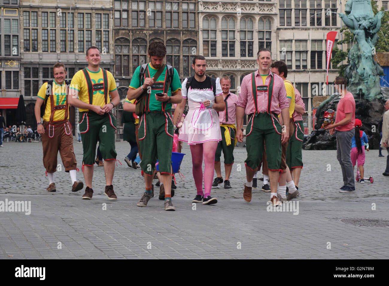 stag party in the centre of Antwerp, Belgium Stock Photo