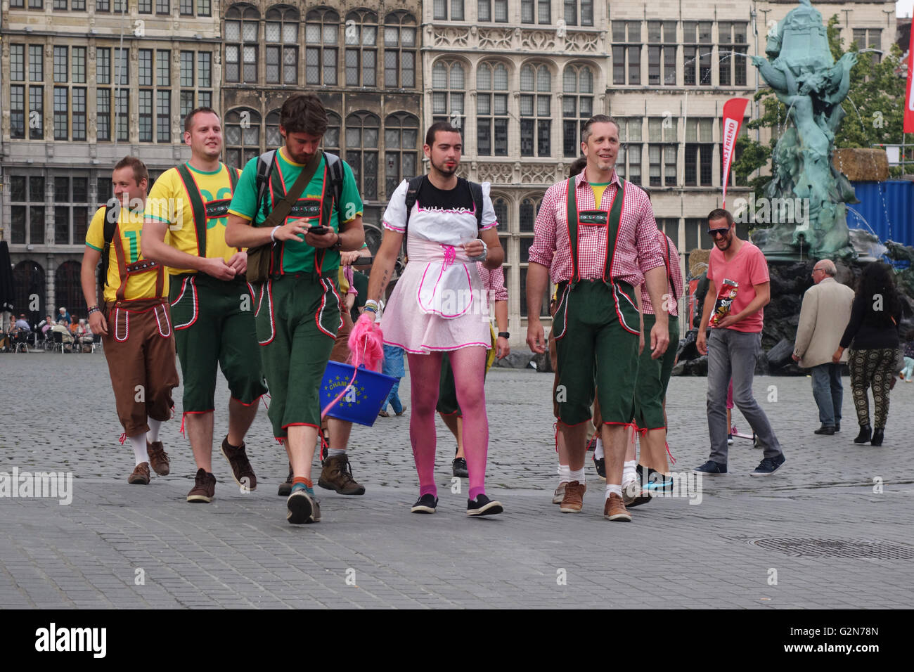 stag party in the centre of Antwerp, Belgium Stock Photo Alamy
