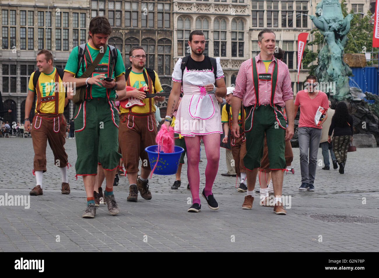 stag party in the centre of Antwerp, Belgium Stock Photo