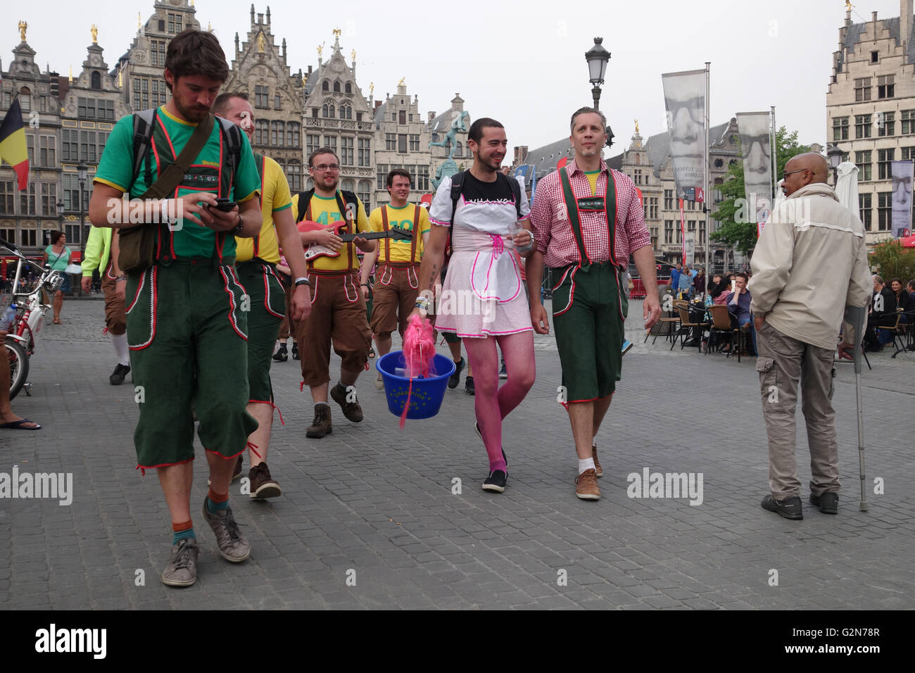 stag party in the centre of Antwerp, Belgium Stock Photo Alamy