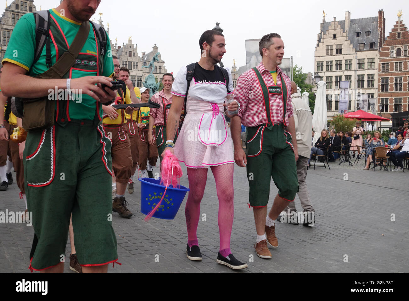 stag party in the centre of Antwerp, Belgium Stock Photo Alamy