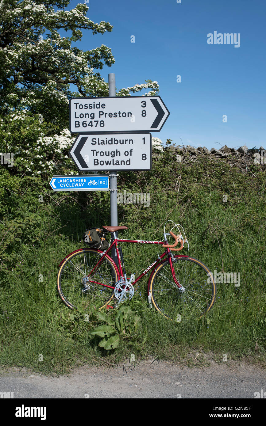 Vintage cycle on the Lancashire Cycleway Stock Photo