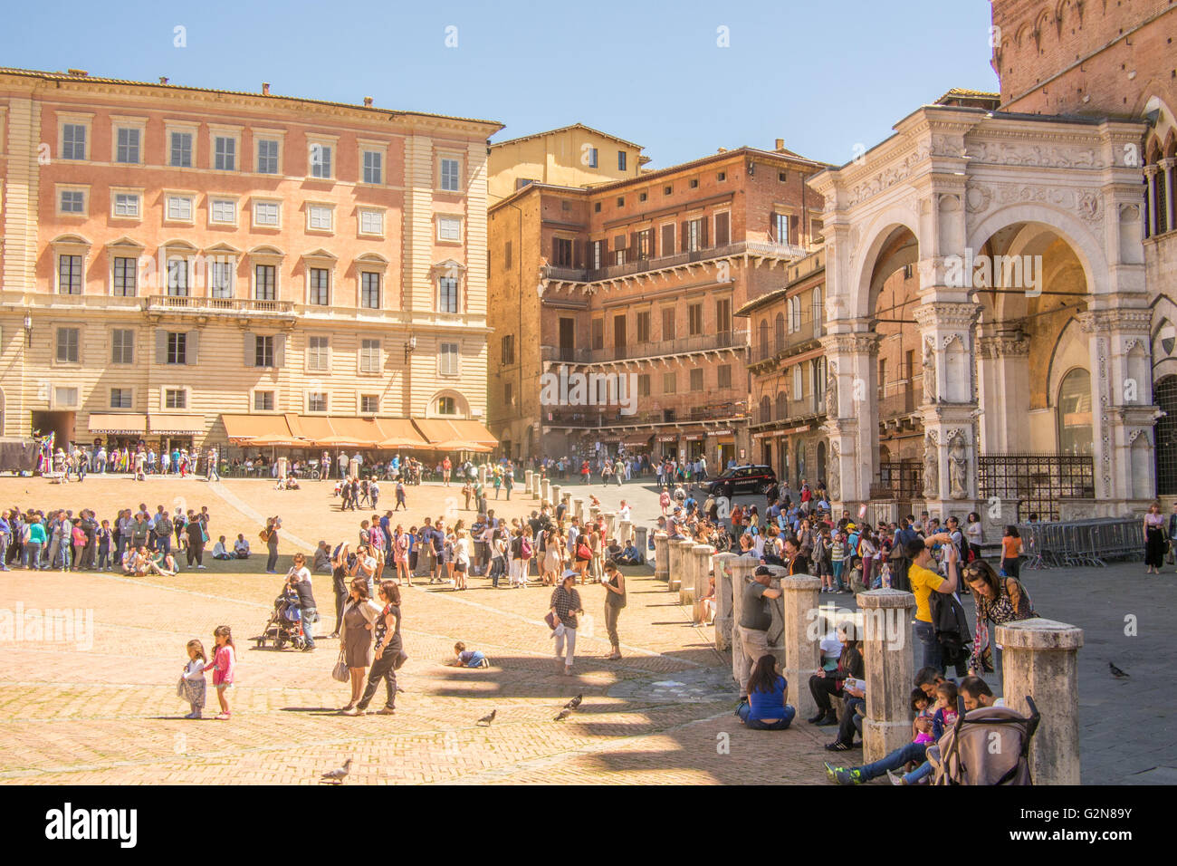 'Il Campo', a medieval Piazza in Siena, Tuscany, Italy Stock Photo